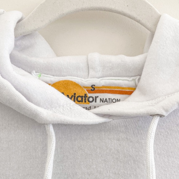 Aviator Nation Bolt Stitch Relaxed Pullover Hoodie White S - Picture 7 of 11